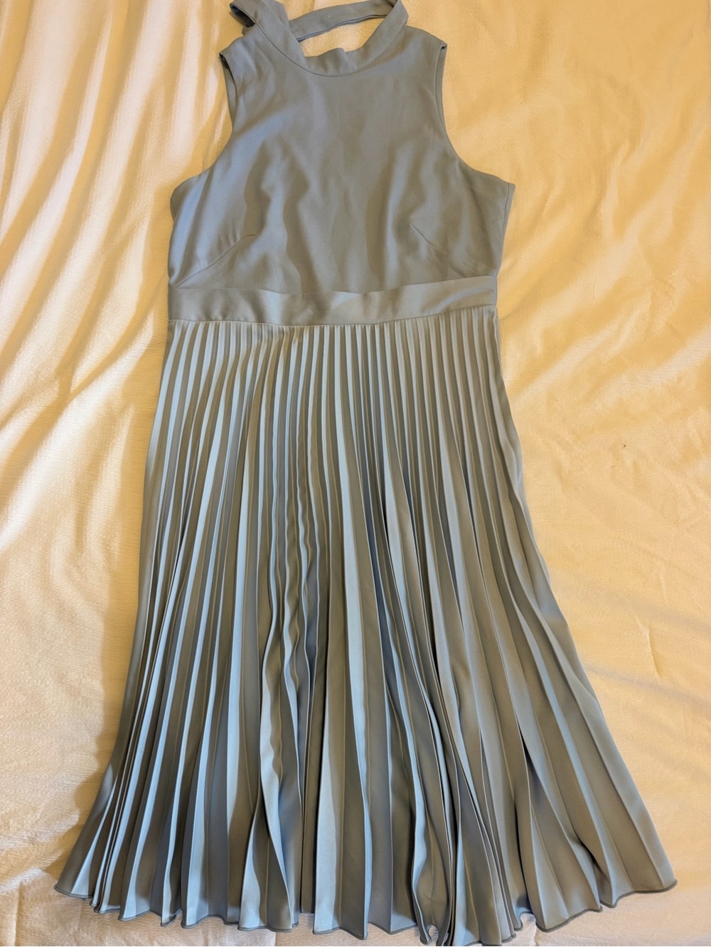 Closet Pleated Halter Midi Dress - Light Blue